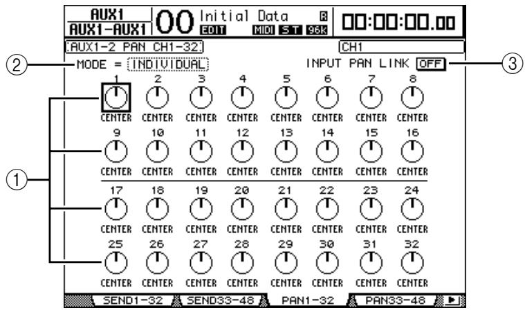 YAMAHA DM 1000 - Position stereo (Pan) des envois Aux - 1