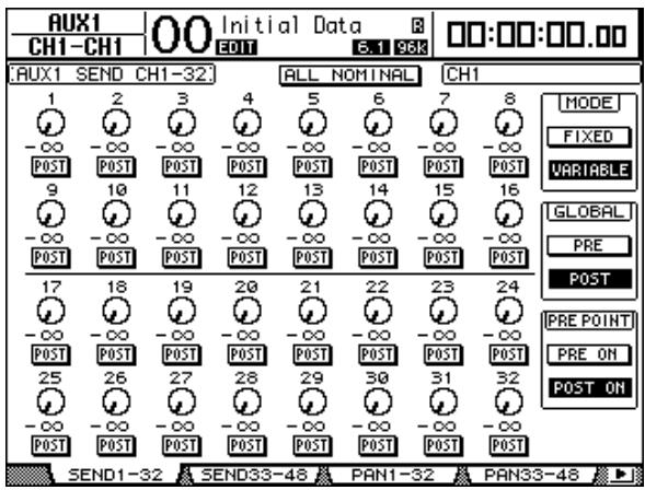 YAMAHA DM 1000 - Réglage des niveaux Aux Send à l'écran - 1