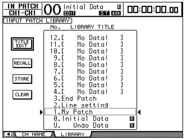 YAMAHA DM 1000 - Input Patch Library (assignations d'entrée) - 1