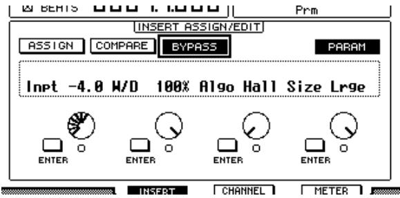 YAMAHA DM 1000 - Quand vous avez fini les réglages de paramètres, amenez le curseur sur le bouton PARAM et appuyez sur la touche [ENTER] pour activer INSERT. - 1