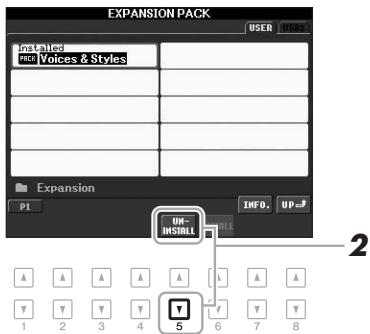 YAMAHA PSR-S950 - Call up the operation display then select an Expansion Pack file. - 1