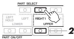 YAMAHA PSR-S950 - Press the PART SELECT [RIGHT 1] button. - 1