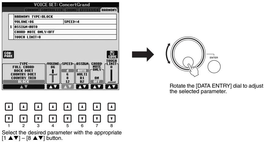 YAMAHA PSR-S950 - - Adjusting the parameter values - 1
