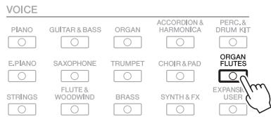 YAMAHA PSR-S950 - Press the [ORGAN FLUTES] button. - 1