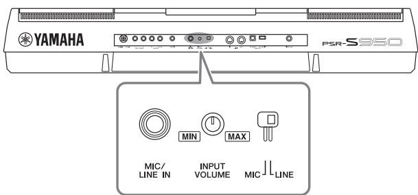 YAMAHA PSR-S950 - Connecting a Microphone or Guitar ([MIC/LINE IN] jack) - 2
