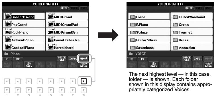 YAMAHA PSR-S950 - Example: PRESET Voice Selection display - 1