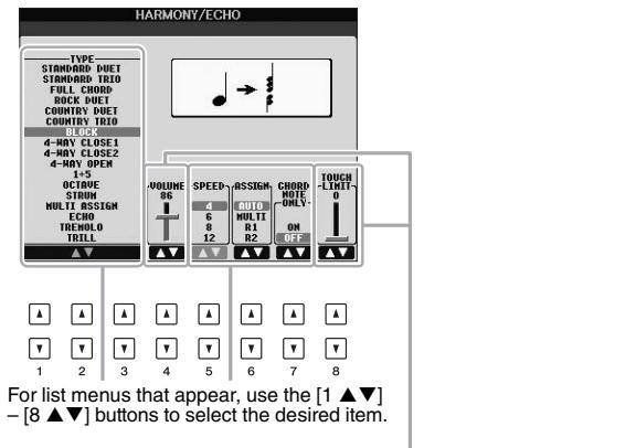 YAMAHA PSR-S950 - [1 ▲▼] - [8 ▲▼] buttons - 2