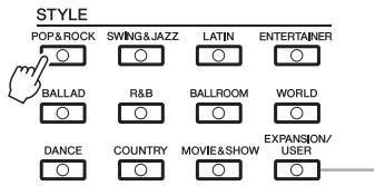 YAMAHA PSR-S950 - Press one of the STYLE category selection buttons to call up the Style Selection display. - 1