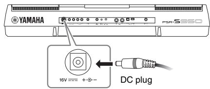 YAMAHA PSR-S950 - Connect the power adaptor. - 2