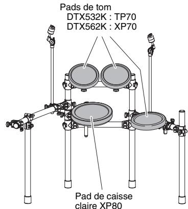 YAMAHA DTX532K/DTX562K - Assemblage des pads de caisse claire et de tom - 1