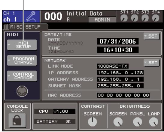 YAMAHA LS9-16/LS9-32 - Dans la section DISPLAY ACCESS, appuyez sur la touche [SETUP] à plusieurs reprises pour acceder à l'écran MISC SETUP (Autres configurations) parmi les écrans SETUP. - 1