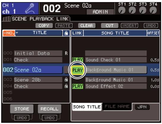 YAMAHA LS9-16/LS9-32 - Positionnez le curseur sur le champ LINK et appuyez sur la touche [ENTER] pour activer le lien vers le fichier audio. - 1