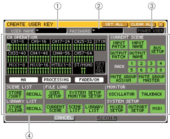 YAMAHA LS9-16/LS9-32 - Amenez le curseur sur la touche CREATE USER KEY et appuyez sur [ENTER]. - 1