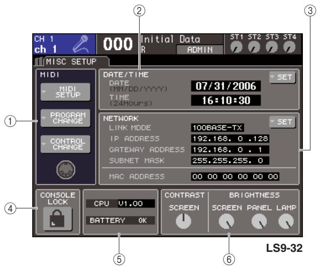YAMAHA LS9-16/LS9-32 - Ecran MISC SETUP - 1