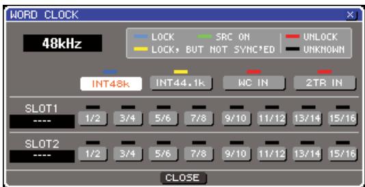 YAMAHA LS9-16/LS9-32 - Positionnez le curseur sur la touche WORD CLOCK (Horloge de mots) du champ MIXER SETUP (Configuration du mixeur) et appuyez sur [ENTER]. - 1