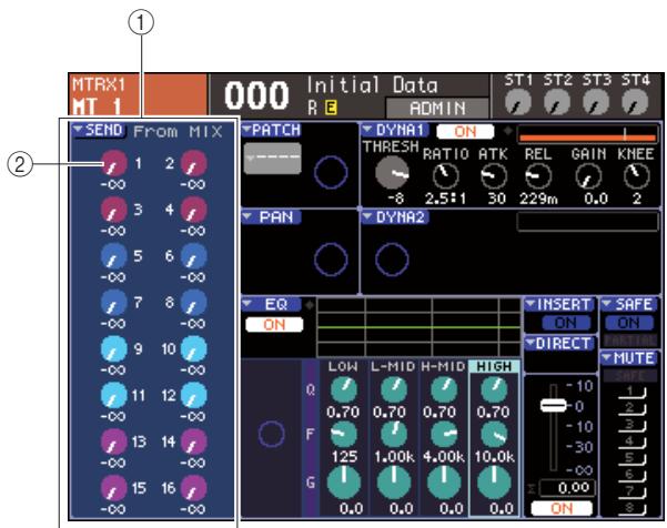 YAMAHA LS9-16/LS9-32 - Utilisez les touches de la section LAYER et les touches [SEL] de la section Channel Module afin de selectionner le canal MATRIX de destination de l'envoi. - 1