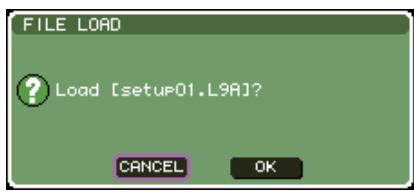 YAMAHA LS9-16/LS9-32 - Si vous amenez le curseur sur la touche LOAD et appuyez sur [ENTER], une boîte de dialogue vous invitera à confirmer l'opération. - 1