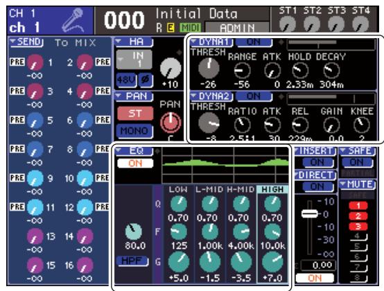 YAMAHA LS9-16/LS9-32 - [Fenêtre contextuelle ATT/HPF/EQ] [Fenêtre contextuelle DYNAMICS 1/2] - 1