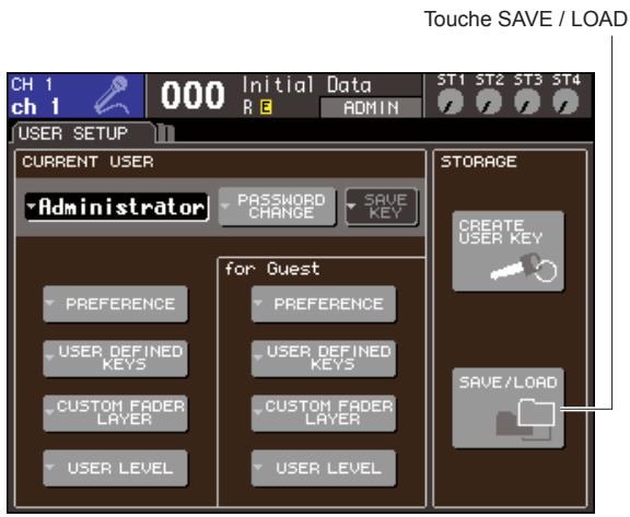 YAMAHA LS9-16/LS9-32 - Dans la section DISPLAY ACCESS, appuyez sur la touche [SETUP] à plusieurs reprises pour acceder à l'écran USER SETUP. - 1