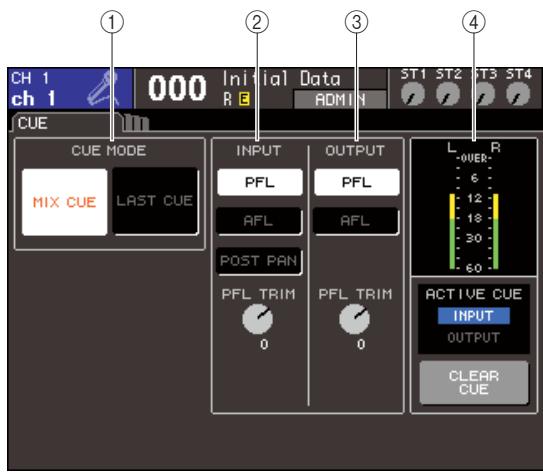 YAMAHA LS9-16/LS9-32 - Dans la section DISPLAY ACCESS, appuyez sur la touche [MONITOR] à plusieurs reprises pour acceder à l'écran CUE. - 1