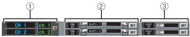 ① CH 1 ch 1 CH 2 ch 2 PRE INS SLOTT-1 INS OFF PRE EQ INS SLOTT-2 INS OFF POST ON D OFF POST ON D OFF
