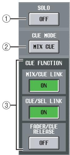 SOLO OFF CUE MODE MIX CUE CUE FUNCTION MIX/CUE LINK ON CUE/SEL LINK ON FADER/CUE RELEASE OFF