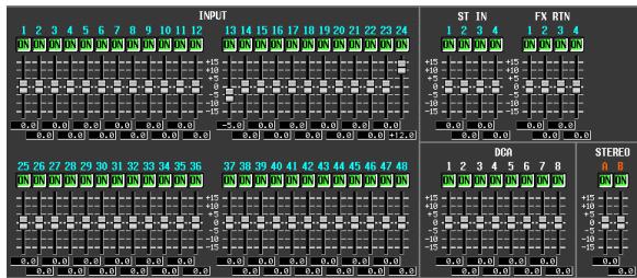 YAMAHA PM5D/PM5D-RH V2 - Sélectionnez le type de canaux pour lesquels vous souhaitez effectuer des réglages, en vous servant des touches de la zone DISPLAY SELECT, située dans la moitié supérieure de l'écran. - 1
