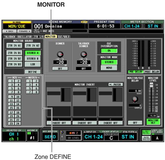 MONITOR GLOBAL MON/CUE 001 Opning PRESENT TIME 6:01:53 METER SECTION CH 1-24 ST IN BACK FORWED TALKBACK OSCILLATOR 2TR I/O MONITOR CLE/SOLD MONITOR SOLICE 2TR IN A1 2TR IN A2 2TR IN D1 STEREO A 2TR IN D2 STEREO B LOR DEFINE MX MATRIX 1 2 3 4 5 6 7 8 9 10 11 12 13 14 15 16 17 18 19 20 21 22 23 24 MONITOR INSERT +1 PATCH L R C INSERT OFF INSERT OFF INSERT OFF MONITOR/CLE DELAY MONITOR LEVEL 0.00 OFF/DE 10:00- MINITOR OUT SELECTED CH CH 1 ch 1 MACHINE ID #1 MIX SECTION SEND MX 2 INPUT CH CH LEVEL FADER STATUS RISER MODES ST IN/FLIRY ST IN OTHER DEF UNIT ORDER A Zone DEFINE