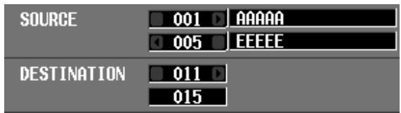 SOURCE 001 AAAAA 005 EEEEE DESTINATION 011 015