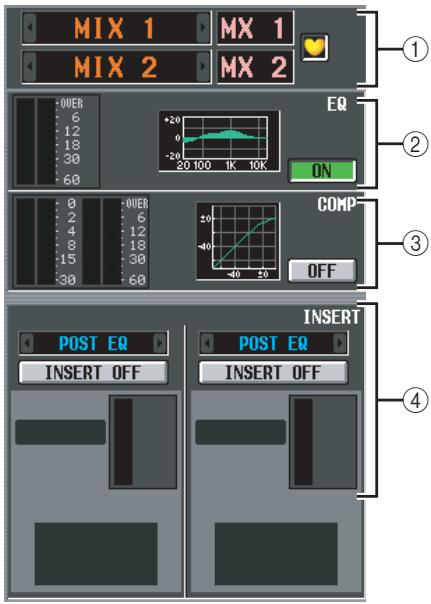 MIX 1 MIX 2 MX 1 MX 2 ① ② EQ ON COMP OFF INSERT POST EQ INSERT OFF POST EQ INSERT OFF ③ ④