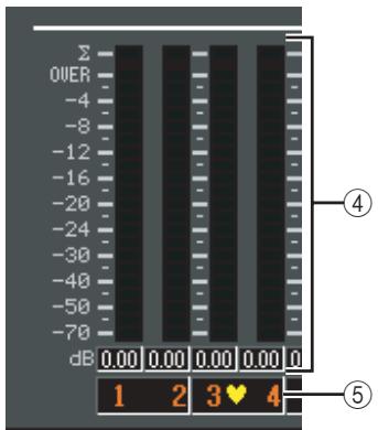 Σ OVER -4 -8 -12 -16 -20 -24 -30 -40 -50 -70 dB 0.00 0.00 0.00 0.00 0.00 0.00 ④ 1 2 3 ♥ 4 ⑤