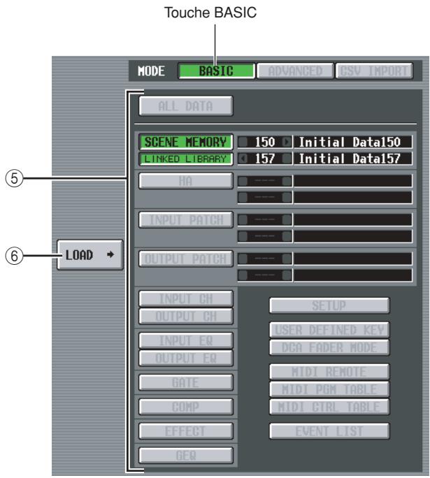 Touche BASIC MODE BASIC ADVANCED CSV_IMPORT ALL DATA SCENE MEMORY 150 Initial Data150 LINKED LIBRARY 157 Initial Data157 HA INPUT PATCH OUTPUT PATCH INPUT CH OUTPUT CH INPUT EQ OUTPUT EQ GATE COMP EFFECT GEQ SETUP USER DEFINED KEY DCA FADER MODE MIDI REMOTE MIDI PON TABLE MIDI CTRL TABLE EVENT LIST LOAD