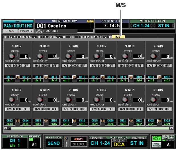 M/S INPUT PAN/ROUTING 001 Openings SCEME MEMORY PRESENT TIME 7:14:5 METER SECTION CH 1-24 ST IN ← BACK FORDED NEXT SCENE 002 ACT1 CH to MIX MIX SEND VIEW FIX RASSION VIEW LCR SLRR PORM SURB VIEW N/S S-GAIN STEREO 0 dB MOND ESP,ST M/S DECODE OFF S-GAIN STEREO 0 dB MOND ESP,ST M/S DECODE OFF S-GAIN STEREO 0 dB MOND ESP,ST M/S DECODE OFF S-GAIN STEREO 0 dB MOND ESP,ST M/S DECODE OFF S-GAIN STEREO 0 dB MOND ESP,ST M/S DECODE OFF S-GAIN STEREO 0 dB M/S DECODE OFF CH 1 CH 2 CH 3 CH 4 CH 5 CH 6 CH 7 CH 8 CH 9 CH10 CH11 CH12 ch 1 ch 2 ch 3 ch 4 ch 5 ch 6 ch 7 ch 8 ch 9 ch10 ch11 ch12 S-GAIN STEREO 0 dB MOND ESP,ST M/S DECODE OFF S-GAIN STEREO 0 dB MOND ESP,ST M/S DECODE OFF S-GAIN STEREO 0 dB MOND ESP,ST M/S DECODE OFF S-GAIN STEREO 0 dB MOND ESP,ST M/S DECODE OFF CH13 CH14 CH15 CH16 CH17 CH18 CH19 CH20 CH21 CH22 CH23 CH24 ch13 ch14 ch15 ch16 ch17 ch18 ch19 ch20 ch21 ch22 ch23 ch24 SELECTED CH MACHINE ID CH 1 #1 MIX SECTION INPUT CH FADER STATUS SHIN/FORM DCA ST IN SUPERIOR UBER OFF KEY BANK A