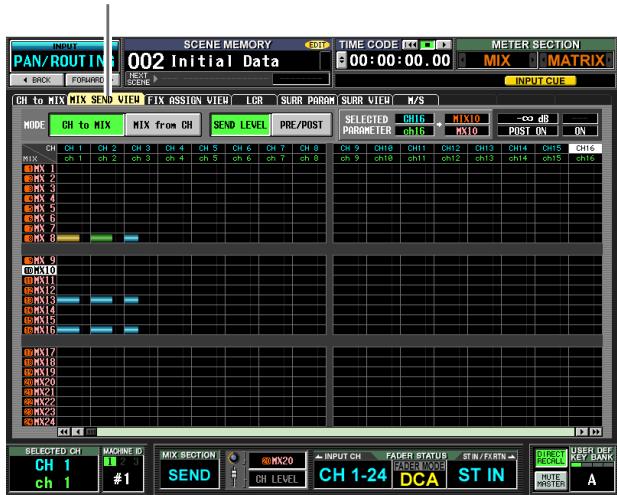 PAN/ ROUTIN 002 Initial Data TIME CODE 100 METER SECTION 5:00:00:00.00 MIX MATRIX INPUT CUE BACK FORWARD CH to MIX MIX SEND VIEW FIX ASSIGN VIEW LGR SURR PARAM SURR VIEW M/S NODE CH to MIX MIX from CH SEND LEVEL PRE/POST SELECTED CHI6 CH 1 CH 2 CH 3 CH 4 CH 5 CH 6 CH 7 CH 8 CH 9 CH10 CH11 CH12 CH13 CH14 CH15 CH16 RX 1 RX 2 RX 3 RX 4 RX 5 RX 6 RX 7 RX 8 RX 9 RX10 RX11 RX12 RX13 RX14 RX15 RX16 RX17 RX18 RX19 RX20 RX21 RX22 RX23 RX24 CH 1 CH 2 CH 3 CH 4 CH 5 CH 6 CH 7 CH 8 CH 1-24 DCA ST IN SELECT CH MACHINE ID MIX SECTION INPUT CH FADER STATUS STIN/FORM DIRECT RECORD UBER OFF KEY BANK A CH 1 #1 SEND SEND LEVEL CH LEVEL CH 1-24 DCA ST IN INPUT CUE