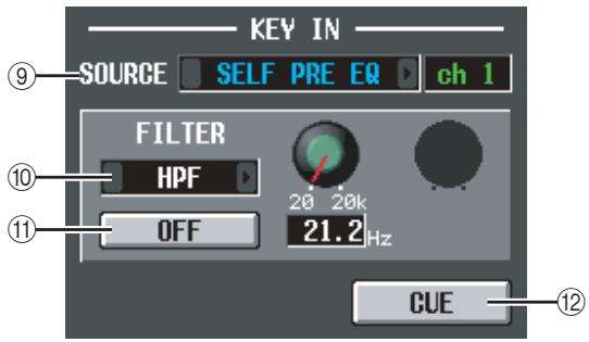 KEY IN SOURCE SELF PRE EQ ch 1 FILTER HPF 20 20k OFF 21.2 Hz CUE