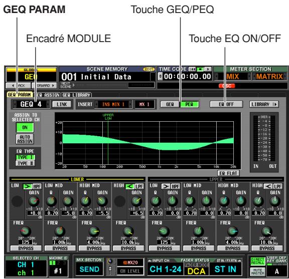 YAMAHA PM5D/PM5D-RH V2 - Dans la section DISPLAY ACCESS, appuyez sur la touche [GEQ] à plusieurs reprises pour accéder à l'écran GEQ PARAM. - 1