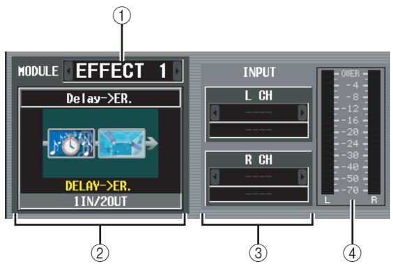 MODULE EFFECT 1 Delay->ER. DELAY->ER. 1IN/2OUT INPUT L CH R CH LOWER -4 -8 -12 -16 -20 -24 -30 -40 -50 -70 L R