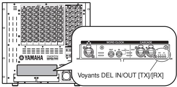 YAMAHA DX-4D Voyants DEL IN/OUT [TX]/[RX] WORD CLOCK CASCADE