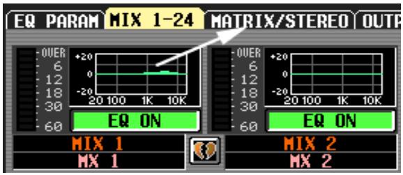 EQ PARAM MIX 1-24 MATRIX/STEREO OUTP OVER +20 6 0 12 18 30 60 EQ ON OVER +20 6 0 12 18 30 60 EQ ON MIX 1 MIX 1 MIX 2 MIX 2