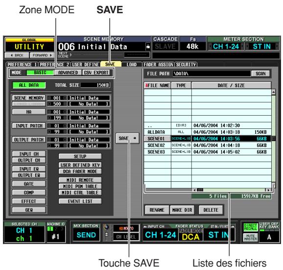 Zone MODE SAVE GLOBAL UTILITY 006 Initial SCENE ME HYORY DATA CASCADE F5 SLAVE 48k METER SECTION CH 1-24 ST IN BACK FORwards NEXT PREference 1 PREFER NDE 21 USER DEFINE SAVE LOAD FADER ASSIGN SECURITY MODE BASIC ADVANCED CSV EXPORT ALL DATA TOTAL SIZE 150KB SCENE MEMORY 001 Initial Data 900 [ No Date ] HA 001 Initial Data 99 [ No Date ] INPUT PATCH 01 Initial Data 99 [ No Date ] OUTPUT PATCH 01 Initial Data 99 [ No Date ] INPUT CH SETUP USER DEFINED KEY DCB FADER MODE MIDI REMOTE MIDI POM TABLE MIDI CITR TABLE EFFECT EVENT LIST GER File PATH DATA SCAN FILE NAME TYPE DATE / SIZE ALLDATA ALL 04/06/2004 14:03:18 150KB SCENE01 SCENE+L10 04/06/2004 14:03:56 66KB SCENE02 SCENE+L10 04/06/2004 14:04:18 66KB SCENE03 SCENE+L10 04/06/2004 14:05:02 66KB 5 Files 1591KB Free RENAME MAKE DIR DELETE SELECTED CH MACHINE ID MIX SECTION INPUT CH FADER STATUS ST IN / PART CH I SEND CH LIF CH 1-24 DCA ST IN OUTPUT CH LISTER A CH I #1 CH LIF CH LISTER A