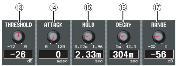 THRESHOLD -72 0 -26 dB ATTACK 0 120 msec 0 HOLD 0.02m 1.96 sec 2.33m sec DECAY 5m 42.3 sec 304m sec RANGE -∞ 0 dB