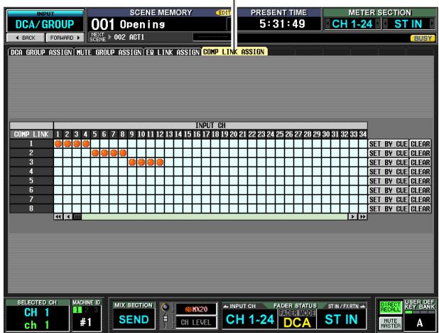 INPUT DCA/ GROUP 001 Openings PRESENT TIME 5:31:49 METER SECTION CH 1-24 ST IN BACK FORWARD NEXT SCENE > 002 ACT1 DCB GROUP ASSIGN NOTE GROUP ASSIGN EQ LINK ASSIGN COMP LINK ASSIGN INPUT CH COMP LINK 1 2 3 4 5 6 7 8 9 10 11 12 13 14 15 16 17 18 19 20 21 22 23 24 25 26 27 28 29 30 31 32 33 34 1 SET BY DUE CLEAR 2 SET BY DUE CLEAR 3 SET BY DUE CLEAR 4 SET BY DUE CLEAR 5 SET BY DUE CLEAR 6 SET BY DUE CLEAR 7 SET BY DUE CLEAR 8 SET BY DUE CLEAR SELECTED CH CH 1 ch 1 MACHINE ID #1 MIX SECTION SEND REMX20 CH LEVEL INPUT CH FADER STATUS STIN/FORM CH 1-24 DCA ST IN DIRECT RECORDS HUTE PROCES A UBER OFF KEY BANK