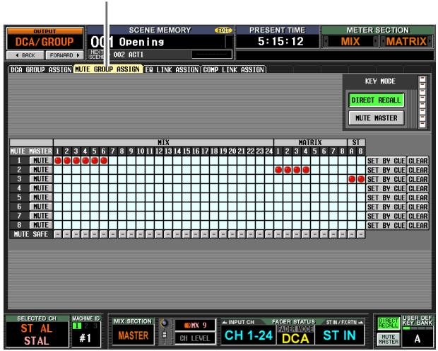 OUTPUT DCA/ GROUP 001 Openins PRESENT TIME 5:15:12 METER SECTION MIX MATRIX BACK FORWARD 002 ACTI DCA GROUP ASSIGN MUTE GROUP ASSIGN EQ LINK ASSIGN COMP LINK ASSIGN KEY MODE DIRECT RECALL MUTE MASTER MUTE MASTER 1 2 3 4 5 6 7 8 9 10 11 12 13 14 15 16 17 18 19 20 21 22 23 24 2 3 4 5 6 7 8 A B 1 MUTE ● ● ● ● ● 2 MUTE ● ● ● ● ● 3 MUTE ● ● ● ● ● 4 MUTE ● ● ● ● ● 5 MUTE ● ● ● ● ● 6 MUTE ● ● ● ● ● 7 MUTE ● ● ● ● ● 8 MUTE ● ● ● ● ● MUTE SAFE ● ● ● ● ● SELECTED CH MACHINE ID MIX SECTION INPUT CH FADER STATUS STIN/ERTN DIRECT FOR CALL USER DEF KEY BANK ST AL CH LEVEL CH 1-24 DCA ST IN MUTE MASTER A #1 #2 #3 #4 #5 #6 #7 #8 #9 #10 #11 #12 #13 #14 #15 #16 #17 #18 #19 #20 #21 #22 #23 #24 #25 #26 #27 #28 #29 #30 #31 #32 #33 #34 #35 #36 #37 #38 #39 #40 #41 #42 #43 #44 #45 #46 #47 #48 #49 #50 #51 #52 #53 #54 #55 #56 #57 #58 #59 #60 #61 #62 #63 #64 #65 #66 #67 #68 #69 #70 #71 #72 #73 #74 #75 #76 #77 #78 #79 #80 #81 #82 #83 #84 #85 #86 #87 #88 #89 #90 #91 #92 #93 #94 #95 #96 #97 #98 #99 #100 CH LEVEL CH 1-24 DCA ST IN