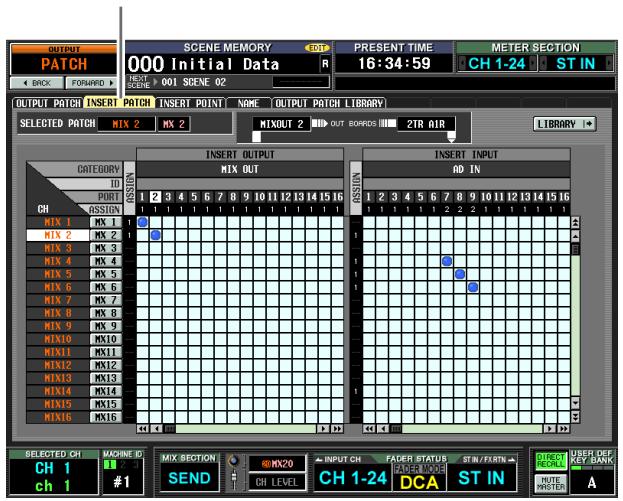 OUTPUT PATCH SCENE MEMORY 000 Initial Data PRESENT TIME 16:34:59 METER SECTION CH 1-24 ST IN BACK FORDED INPUT PATCH INSERT PATCH INSERT POINT NAME OUTPUT PATCH LIBRARY SELECTED PATCH MIX 2 MX 2 MIXOUT 2 OUT BORDS 2TR AIR CATEGORY ID PORT CH OSSION IN MIX 1 MX 1 MIX 2 MX 2 MIX 3 MX 3 MIX 4 MX 4 MIX 5 MX 5 MIX 6 MX 6 MIX 7 MX 7 MIX 8 MX 8 MIX 9 MX 9 MIX10 MX10 MIX11 MX11 MIX12 MX12 MIX13 MX13 MIX14 MX14 MIX15 MX15 MIX16 MX16 INSERT OUTPUT MIX OUT INSERT INPUT AD IN 1 2 3 4 5 6 7 8 9 10 11 12 13 14 15 16 1 1 1 1 1 1 1 1 1 1 1 1 1 1 2 3 4 5 6 7 8 9 10 11 12 13 14 15 16 1 2 3 4 5 6 7 8 9 10 11 12 13 14 15 16 1 2 3 4 5 6 7 8 9 10 11 12 13 14 15 16 SELECTED CH MACHINE ID #1 MIX SECTION END SHMX20 INPUT CH FADER STATUS STIN/ERTN DCA ST IN DIRECT CNT. USER DEF. KEY PATH. CH 1 CH 1 CH LEVEL CH 1-24 DCA ST IN HUTE MISTER A