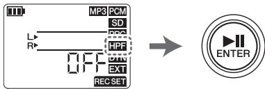 YAMAHA POCKETRAK PR7 - Éviter le bruit des fréquences basses (Filtre passé-haut) - 3