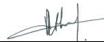 Handwritten signature or scribble on a line, possibly a signature or autograph