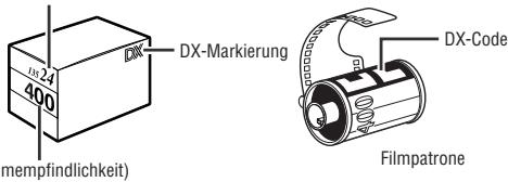 1/8 24 400 DX-Markierung DX-Code (mempfindlichkeit) Filmpatrone