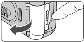 NIKON LITE TOUCH ZOOM 70WS-QD - Open the battery chamber lid. - 1
