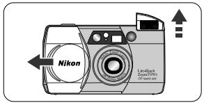 NIKON LITE TOUCH ZOOM 70WS-QD - Open the slide cover. - 1