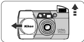 NIKON LITE TOUCH ZOOM 70WS-QD - Öffnen Sie die Schiebeabdeckung. - 1